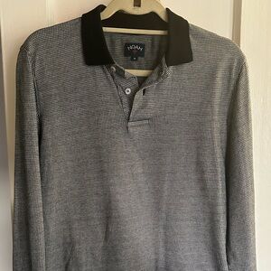 Noah Black Houndstooth Long Sleeve Polo Shirt